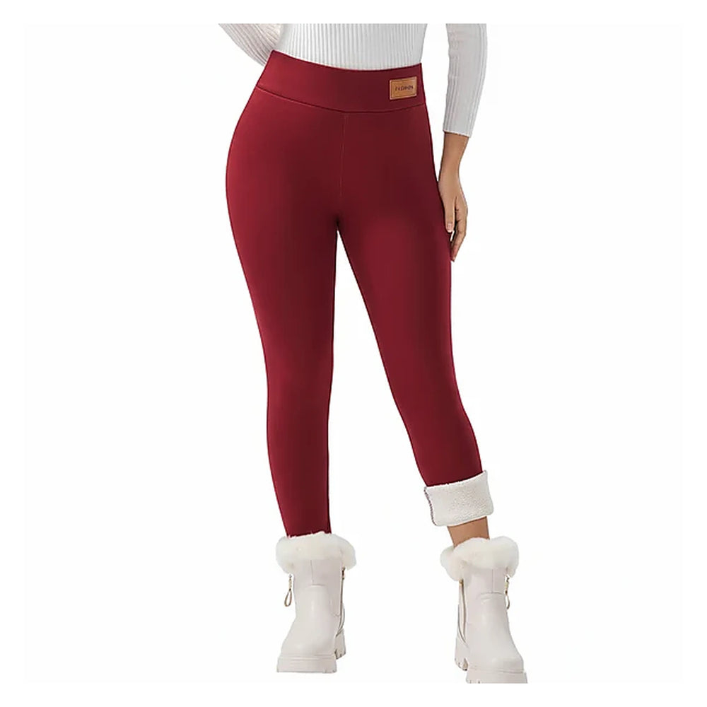 Red fleece lined leggings