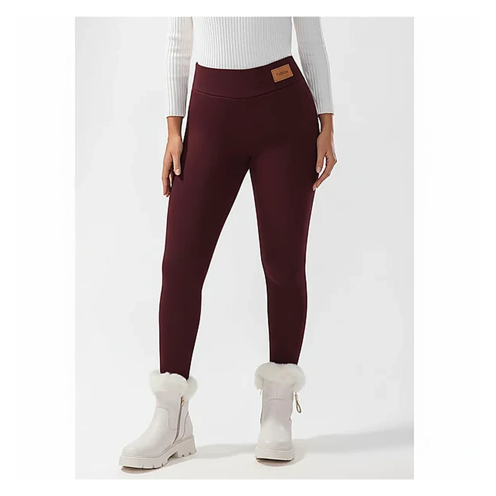 Burgundy fleece lined leggings